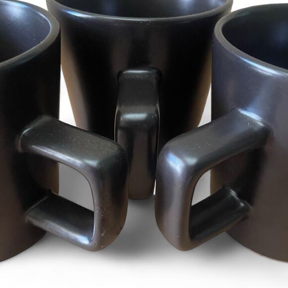 Stone+Lain Chocolate Brown Matte Square Handle Stoneware Mug Trio Set of 3 - Picture 9 of 11